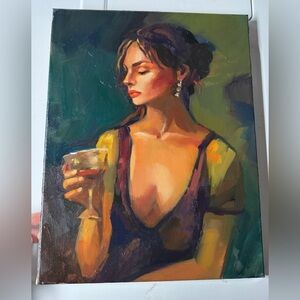 painting on canvas original «Glass of wine» 12х16 , oil on canvas